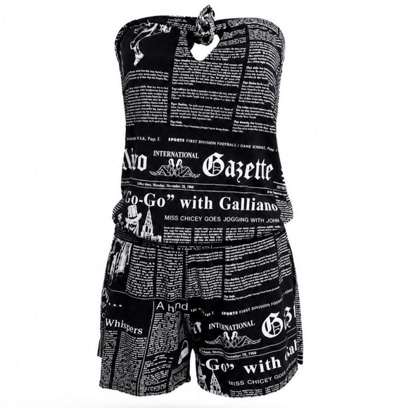 Galliano Pants - Galliano Vintage 2000's Newspaper Playsuit with Hardware